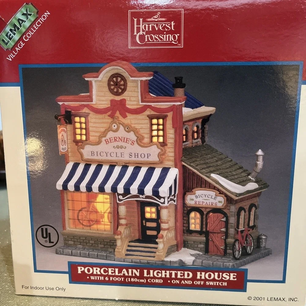 Lemax Village Harvest Crossing Porcelain Bernie's Bicycle Shop 2001